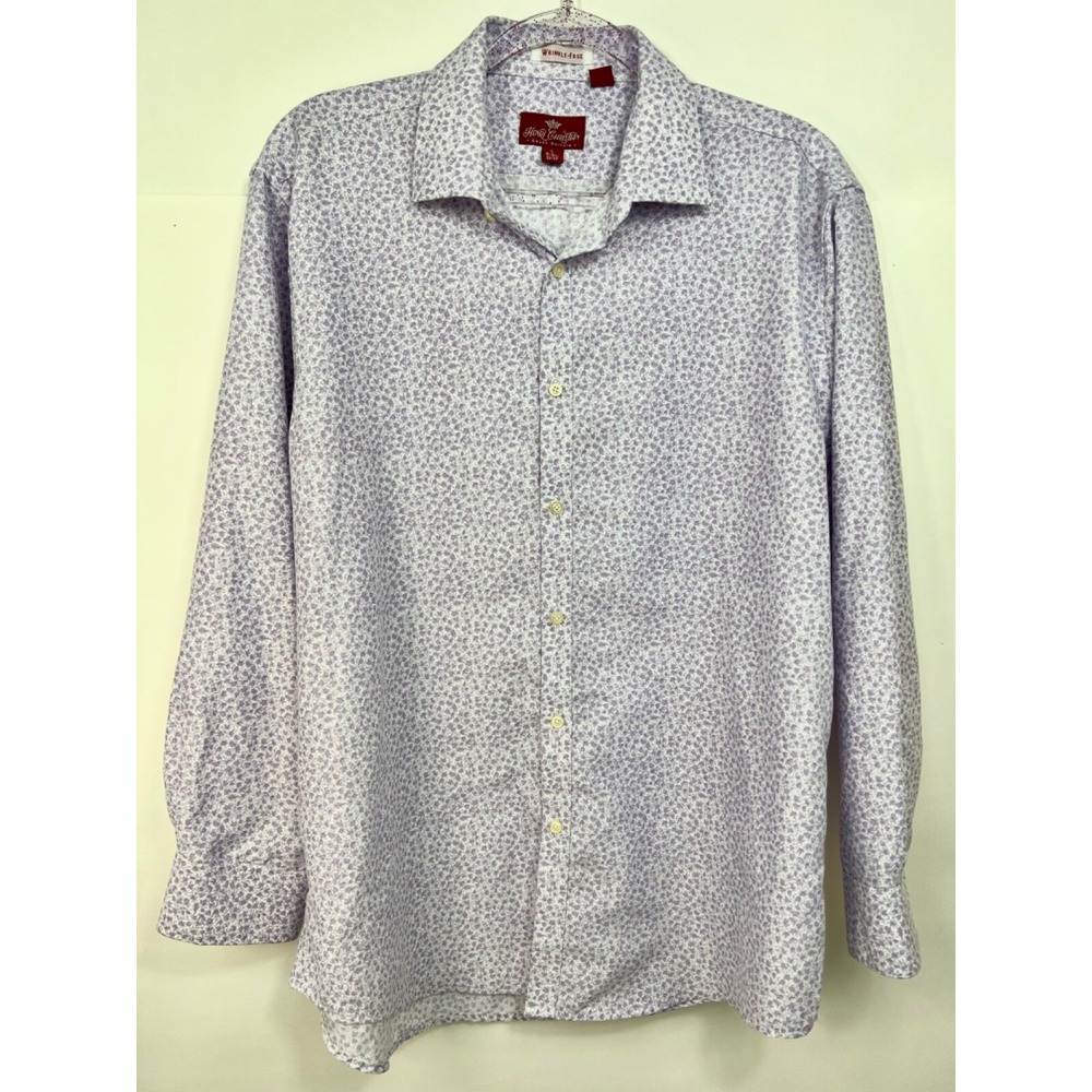 Henri Christian Great Britain Lux Purple Button Down Dress Shirt Sz L 16-16 1/2
